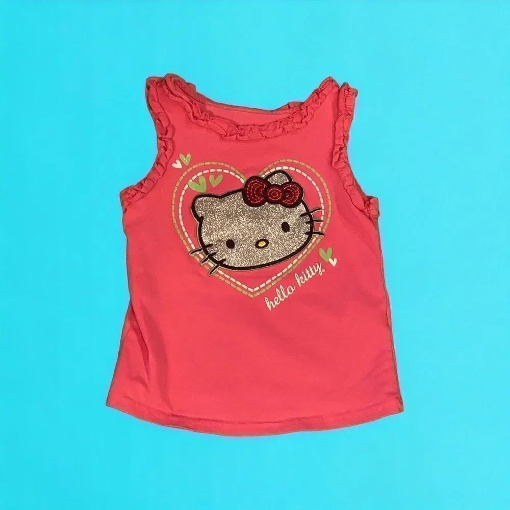 HELLO KITTY Hot Pink & Silver SPARKLY TANK TOP SIZE 4T Girls